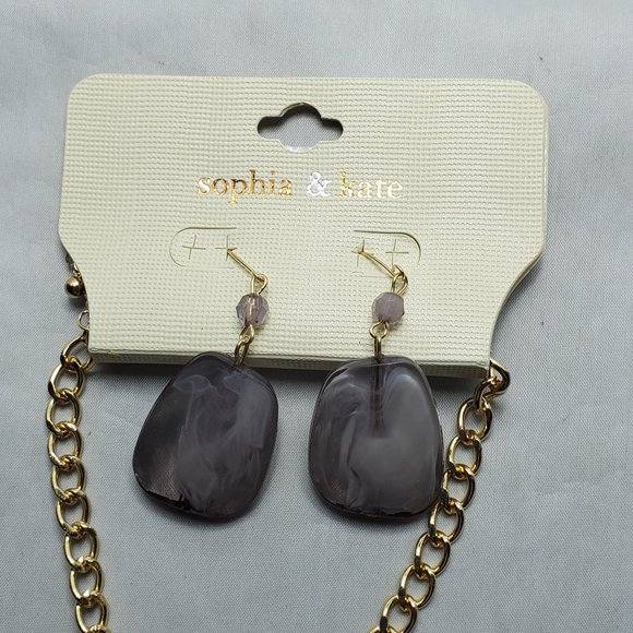 SOPHIA & KATE GOLD/GREY MARBELIZED STONE NECKLACE SET - Picture 4 of 4